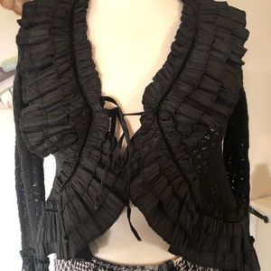 Ladies black ruffle sweater